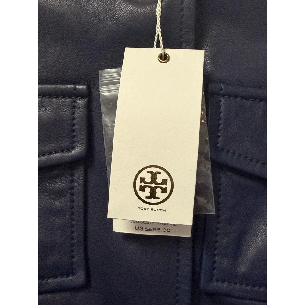Luxurious Tory Burch Future VTG Lambskin Buttery Soft Military Field Jacket Sz 4